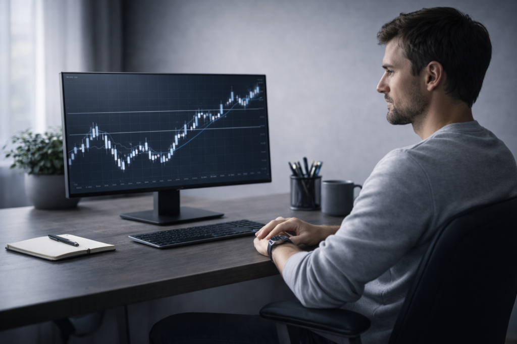 Calm trading environment showing disciplined decision-making and reduced overtrading